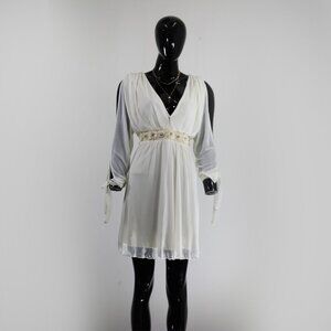 River Island Elegant Ivory Mini Dress with Gold Embellishment
